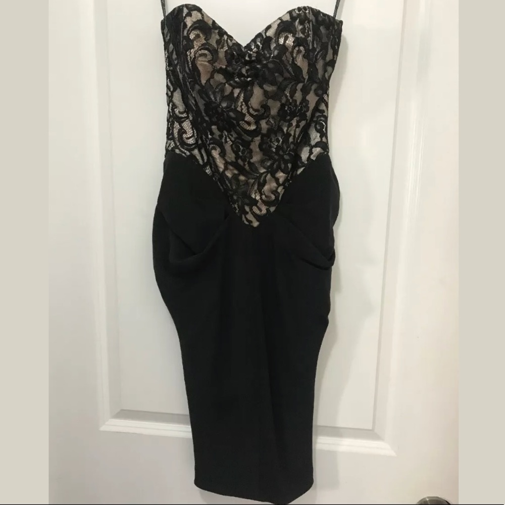 SOLD Vintage Betsey Johnson Nude Black Lace Dress
